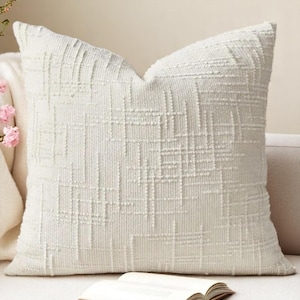 Textured Cream Chenille Pillow Cover, Neutral Throw Pillow for Couch, Sofa or Bed,  Soft Decorative Cushion Cover, Farmhouse Pillowcase