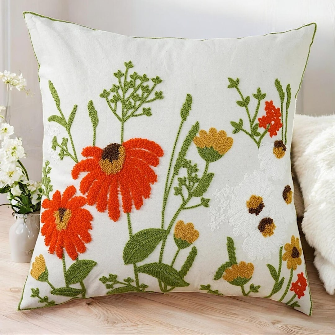 Awowee Flax Throw Pillow Cover - Thistle Flower Scotland Symbol, 18x18 Inch Cotton Linen Square Cover