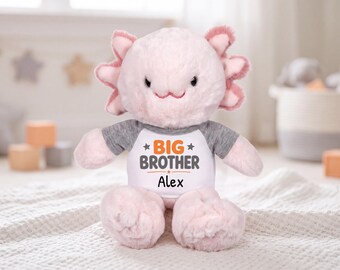 Personalized Stuffed Axolotyl for Big Brother - 12 Inch Plush