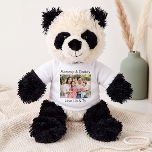 Personalized Stuffed Panda with your Photo and/or Text - 12 inch Plush Tubbie Wubbie Panda