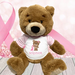 Breast Cancer Support Teddy Bear - Personalized 14&quot; Ginger Bear - Believe or Survivor Design