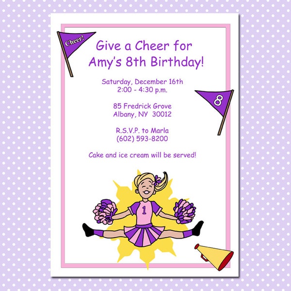 Pom-pom girl Birthday Party Invitations (Pack de 10) - Cheerleading