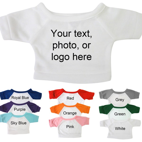 Personalized Teddy Bear T-Shirt with your text, photo, or logo - fits 12-14" teddy bears & stuffed animals.