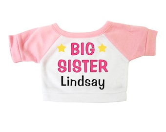 Personalized Big Sister Teddy Bear T-Shirt for 12-14" Stuffed Animals