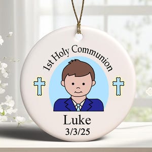 Personalized First Communion Ornament - Boy (6 options for skin/hair color)