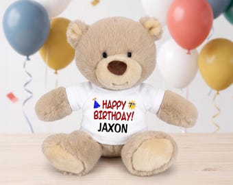 Personalized Happy Birthday Teddy Bear - 10 Inch Tan Nuzzles Bear