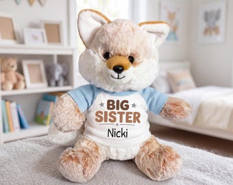 Personalized Stuffed Fox for Big Sister - 11 Inch Plush