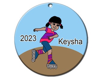Roller Skating Girl Personalized Christmas Ornament