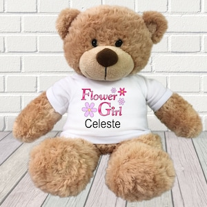 Personalized Flower Girl Teddy Bear - 13 inch Bonny Bear