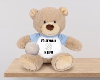 Personalized Volleyball Teddy Bear - 10 inch Tan Nuzzles Bear