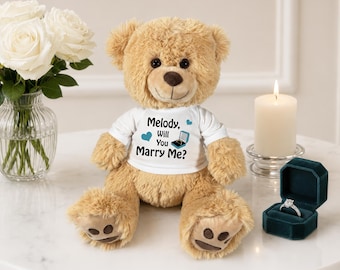 Will You Marry Me Personalized Marriage Proposal Teddy Bear - 17 inch Honey Bear