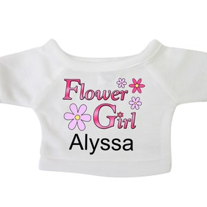 Personalized Flower Girl T-Shirt for 12-14&quot; Teddy Bears or Stuffed Animals or 18&quot; Dolls