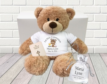 Personalized First Communion Teddy Bear Gift Set - 14" Bonny Bear (12 shirt designs to choose from)