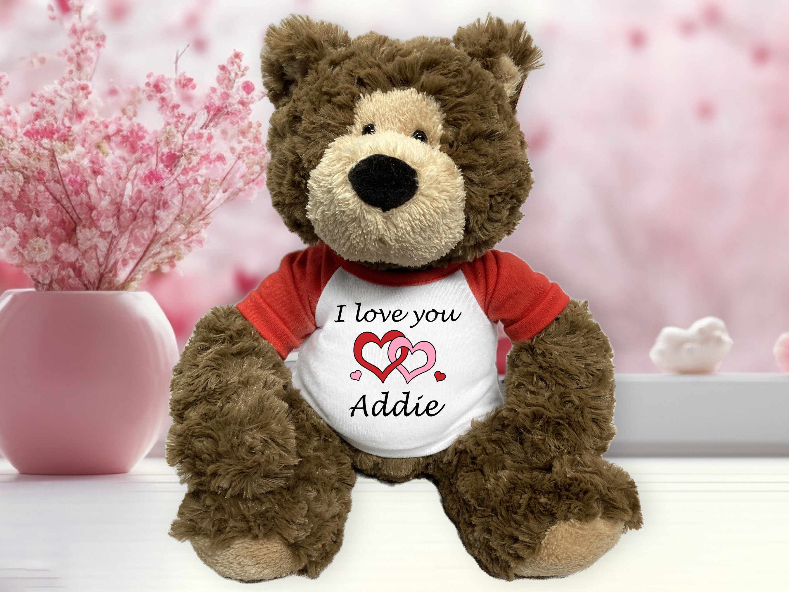 Personalized Valentine Love Heart Teddy Bear - 14 inch Bear Hugs