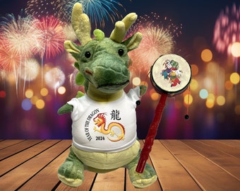 Personalized  Chinese Zodiac Dragon plush stuffed animal for Chinese New Year 2024 - 11 inch Green Dragon