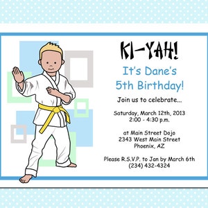 Martial Arts or Karate Kid Boy Birthday Party Invitations (Pack of 10) - Design 2