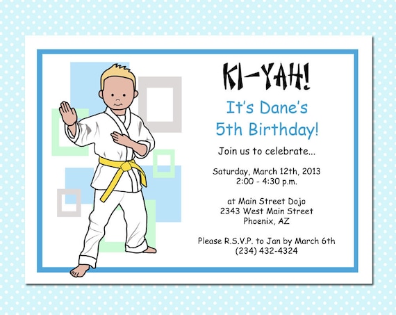 Arti Marziali O Karate Kid Boy Compleanno Inviti Party Pack Di 10 Disegno 2