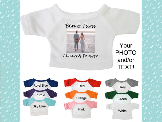 Personalized Teddy Bear T-Shirt with your text, photo, or logo - fits 12-14" teddy bears & stuffed animals.