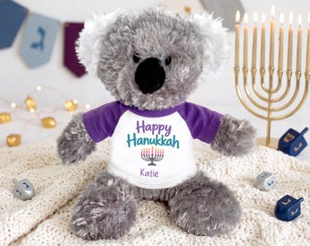 Personalized Hanukkah Koala - 12 Inch Plush Koala - Happy Hanukkah or My First Hanukkah Design