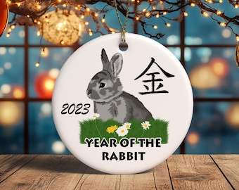 Chinese New Year Ornament, Year of the Rabbit - 2023, 2011, or 1999 - Design 1