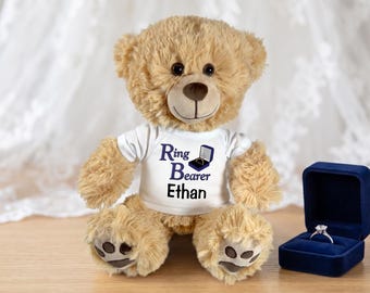 Personalized Ring Bearer Teddy Bear - 14 Inch Honey Bear