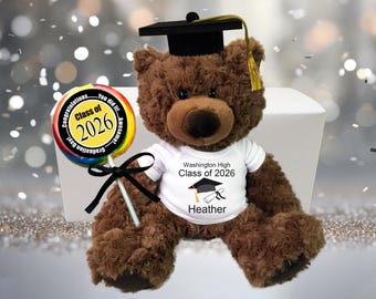 Personalized Graduation Teddy Bear Gift Set - 13" Coco Bear - Class of 2026 (or any year)