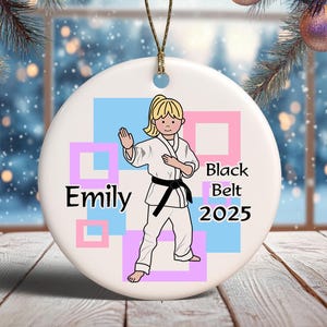 Martial Arts Christmas Ornament - Personalized Karate Kid Girl Design
