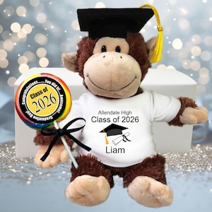 Personalized Graduation Monkey Gift Set - 12" Plush Chimp - Class of 2026 (or any year)
