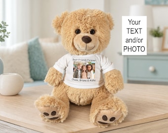 Personalized Teddy Bear with your Photo and/or Text - 17 inch Honey  Bear