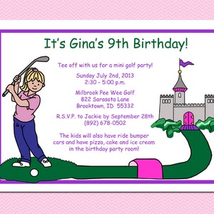 Mini Golf Girl Birthday Party Invitations (Pack of 10) - Design 1