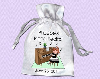 Piano Recital Girl Satin Favor Bag (Pack of 10)