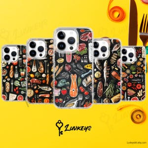 Funda para teléfono con diseño de menú de comida de restaurante para iPhone 16, 15, 14 Pro Max, 13, 12, 8 Mini, XR, X, Samsung S24, S23, S22, A55, A35, A15, Google Pixel