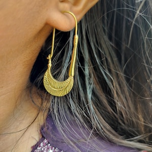 Brass Earrings, Boho Dangle Earrings, Golden brass Earrings, Brass Drop Earrings, Bohemian Jewelry