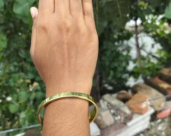 Boho Brass Cuff Bangle, Adjustable Unisex Bracelet