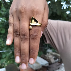 Brass Statement Ring Bold Abstract Brass Ring Open Ring Unisex Jewelry Cuff Ring Gold Adjustable Ring Boho Jewelry Gift For Her