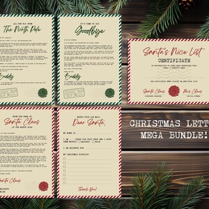 Carta de Papá Noel, certificado de lista de buenos, elfo de bienvenida, elfo de despedida, plantilla imprimible de lista de deseos de Navidad