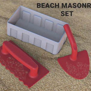 Kids Beach Masonry Sand Toy Set – 3-Piece Brick Mold, Trowel Shovel & Finishing Trowel for Sandcastle Building