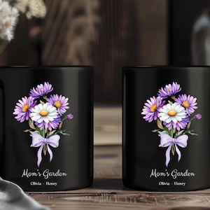 Personalized Birth Flower Family Bouquet Mug, Grandma&#39;s Garden Mug, Moms Garden Gift,Mom Gifts  Mug,Mom Birthday Gifts,Mug Gift for Mom