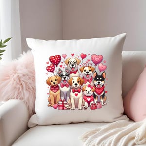 Dog Valentine Paw Pillow Cover, Dog Lover Valentine Gift , Dog Paws and Bow Coquette Pillow Cover, Dog Lover, Dog Mom Valentine&#39;s Day Gift