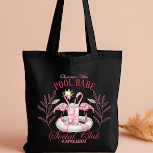 Pool Babe Social Club Tote, Strand Tasche,Flamingo Sommer Geschenk,Mädchen Vacay Tasche,Strand Liebhaber Geschenk,Ocean Vibes,Tasche Beach Vibes Tasche,Umhängetasche