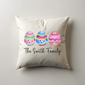 Personalized Family Egg Easter Pillow Cover-Custom Easter Pillow-Personalized Easter Decor-Holiday Decor-Easter Bunny Throw Pillow Cover