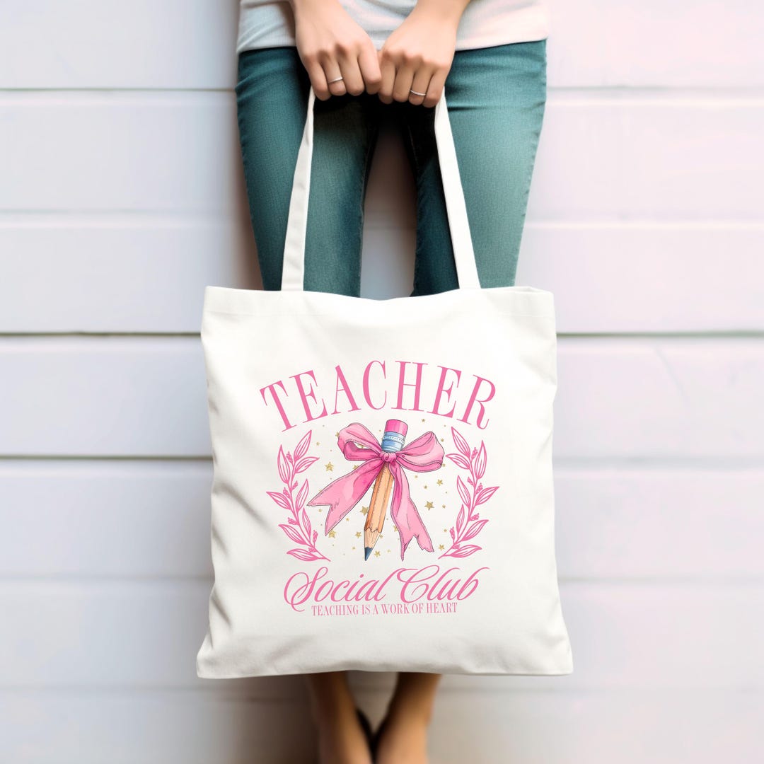 Teacher Social Club Teaching is a Work of Heart Cotton Canvas Tote Bag ...