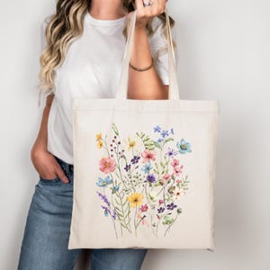 Vintage Wildflowers Tote Bag, Aesthetic Tote Bag, Floral Gift For Her, Wildflower Tote Bag, Floral Tote Bag, Floral Tote Bag, Gift For Her.