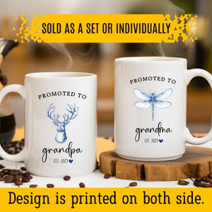 Grandma & Grandpa Mug Set,First Time Grandma and Grandpa Pregnancy Announcement Gift,Nana Papa 2025 Matching Cups,Personalized Dragonfly Mug
