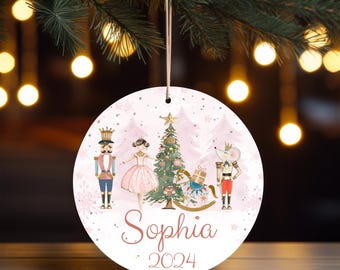 Nutcracker Personalized Ornament 2024, Christmas Tree Ornament, Custom Name Ornament, 3 Inch Ceramic Christmas, Family Ornament