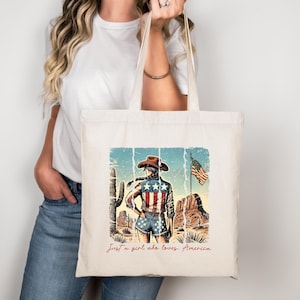 Just a Girl Who Loves America Einkaufstasche - 4. Juli Juli Souvenir - Western Cowgirl USA Tasche, Souvenir
