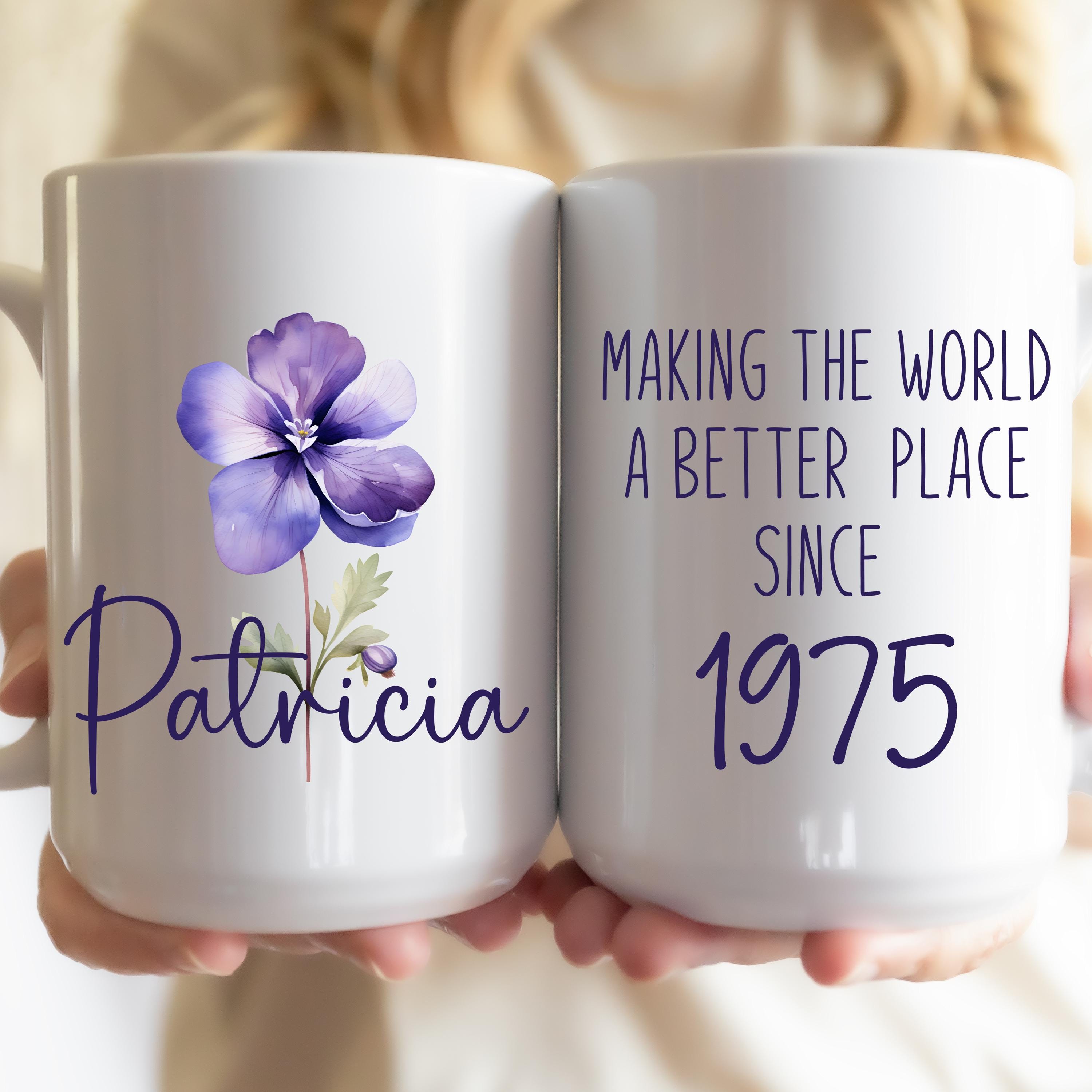 50th birthday gifts, happy 50th birthday mug, wildflowers custom mug, 1975 mug, floral mug, birthday gift for her, 50th birthday mug.