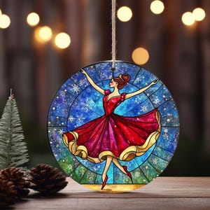 2024 Nutcracker Ballerina Stained Ornament, Christmas Tree Ornament, 3 Inch Ceramic Christmas, Ballet, Sugar Plum, Fairy  Christmas Ornament