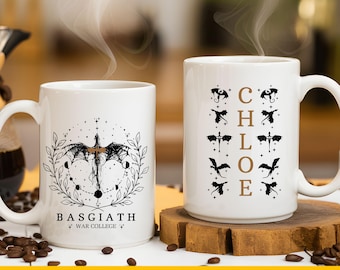 Fourth Wing Cup, Basgiath Personalized Mug, Fourth Wing Fans Gift, Custom Fourth Wing Gift Merch, Basgiath, Xaden Riorson, Violet Sorrengail
