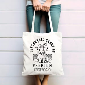 Torba wielkanocna Retro Tote Koszyk wielkanocny Prezent dla dziecka Cottontail Candy Co. Rodzinna torba na polowanie na jajka wielkanocne Wielorazowa torba na zakupy Preppy Book Bag Króliczek